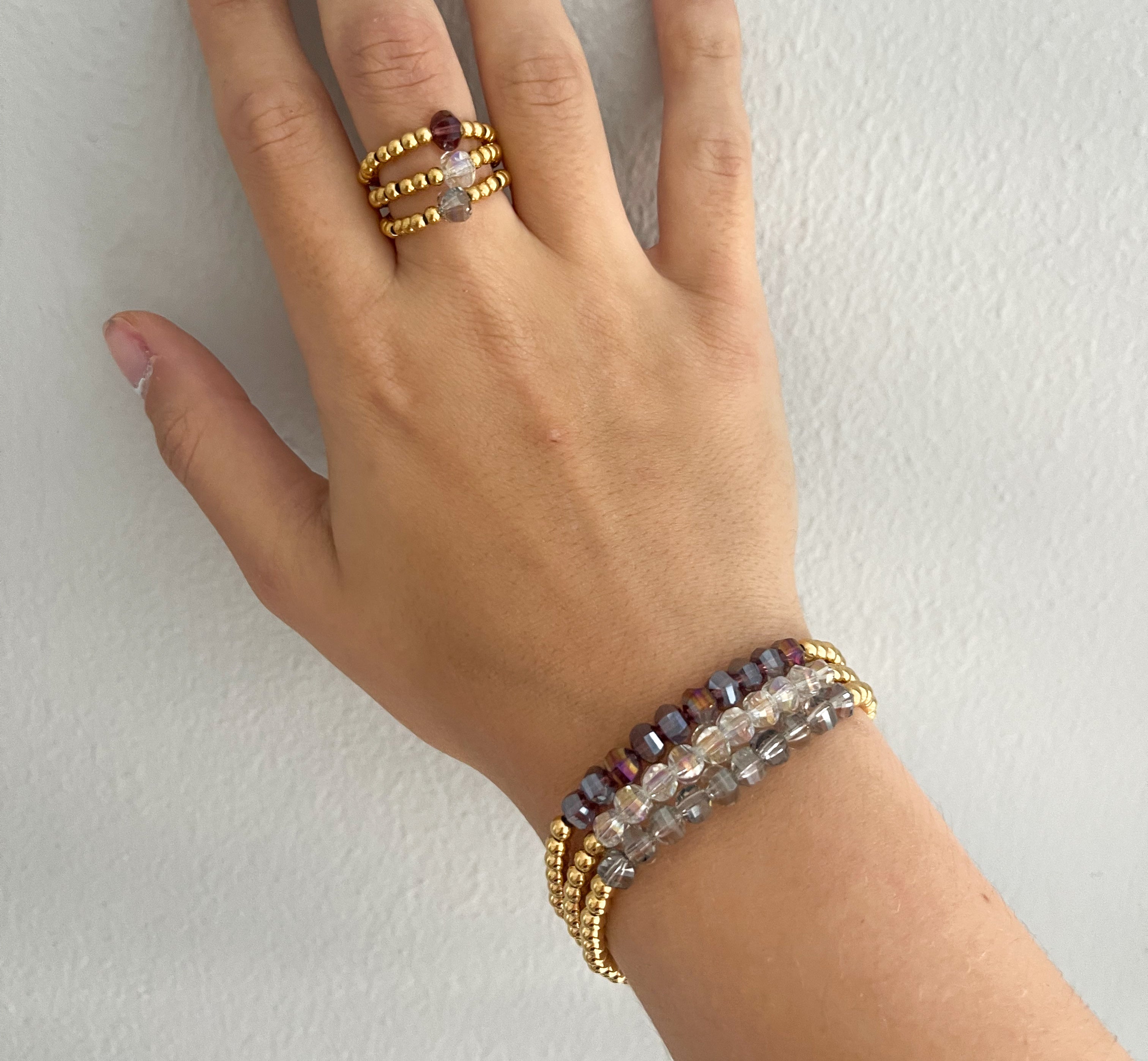 GLAM TRIO ELASTIC BRACELET & RINGS