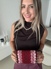 PINK/BURGUNDY CLUTCH