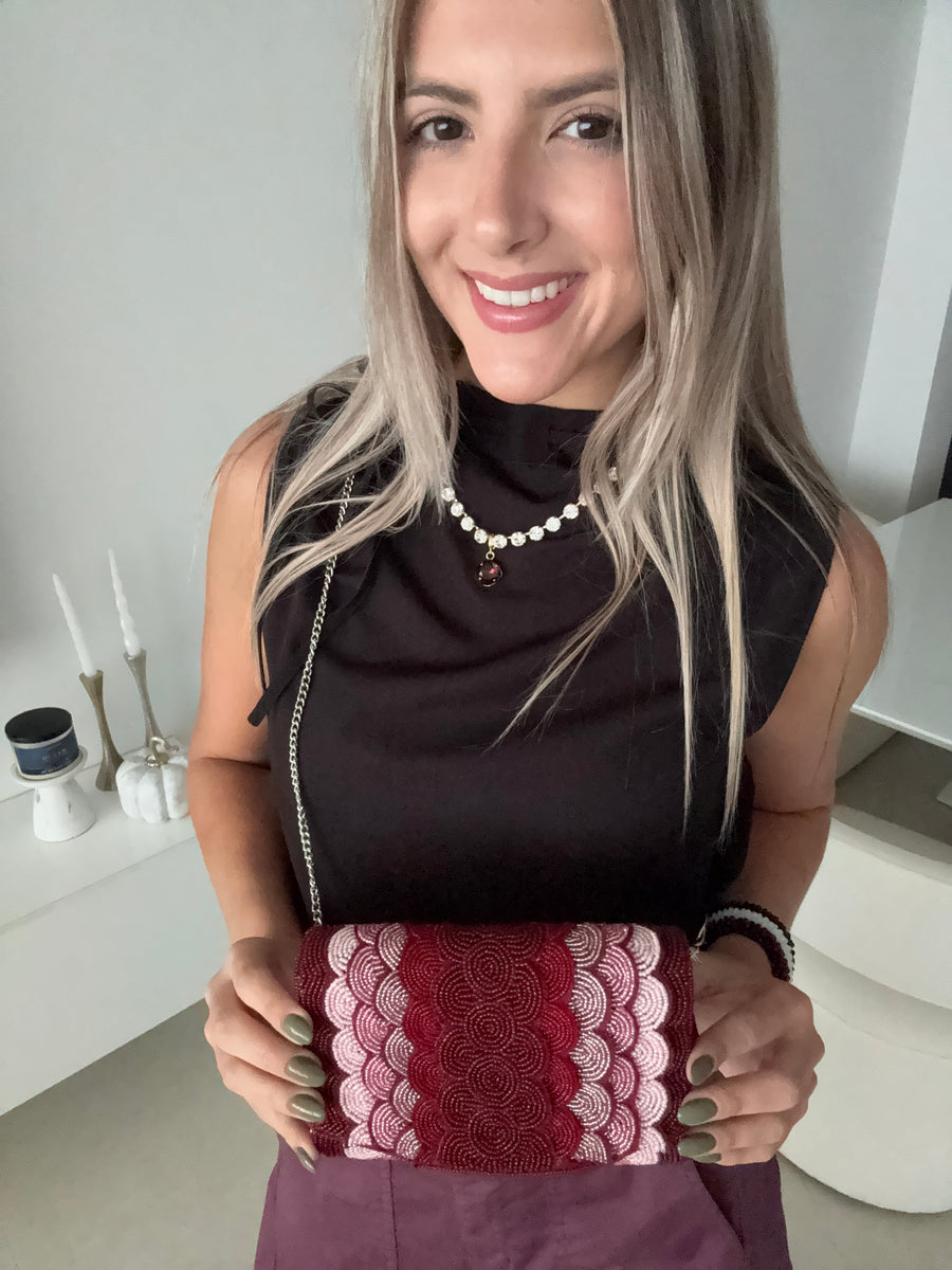 PINK/BURGUNDY CLUTCH