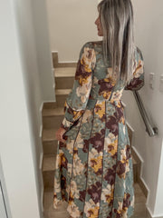 SAGE FALL PRINTED TOP & MAXI SKIRT SET