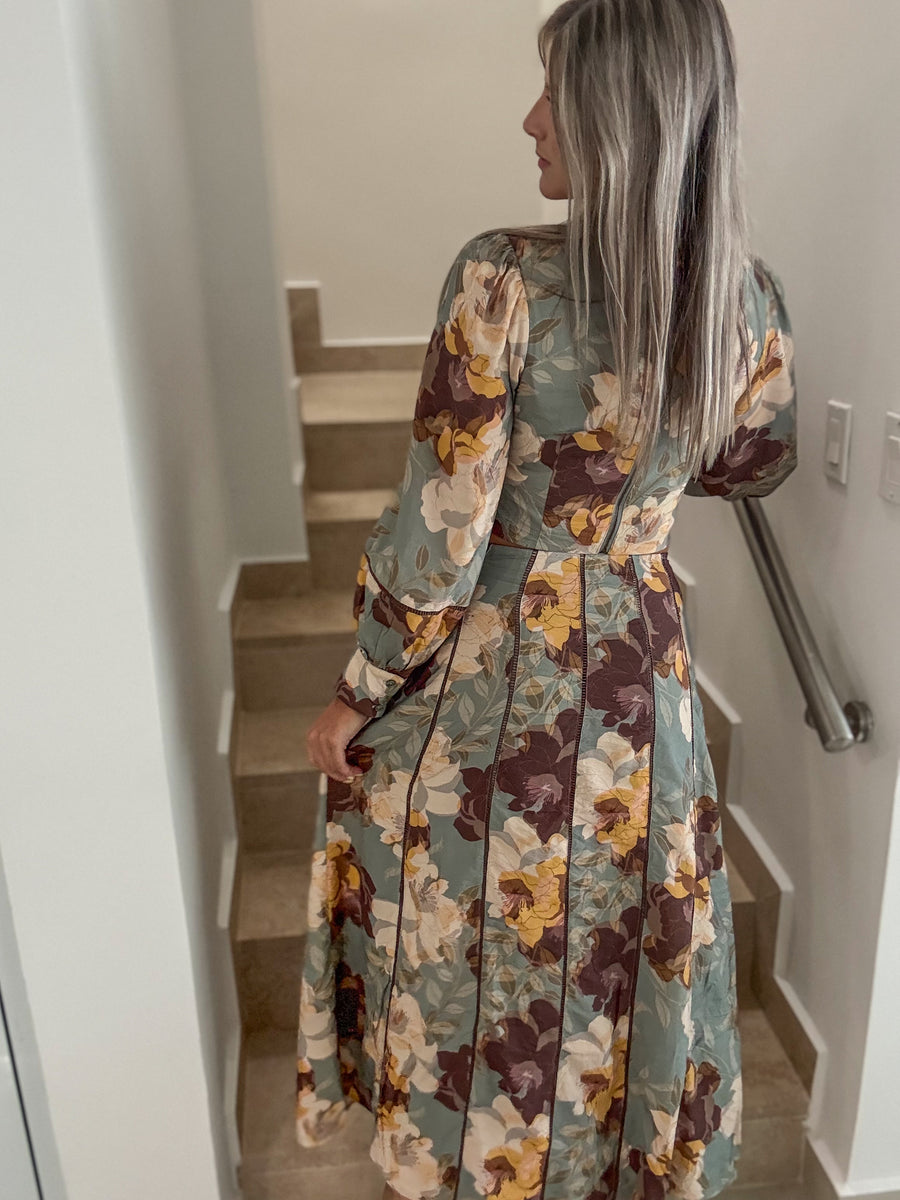 SAGE FALL PRINTED TOP & MAXI SKIRT SET