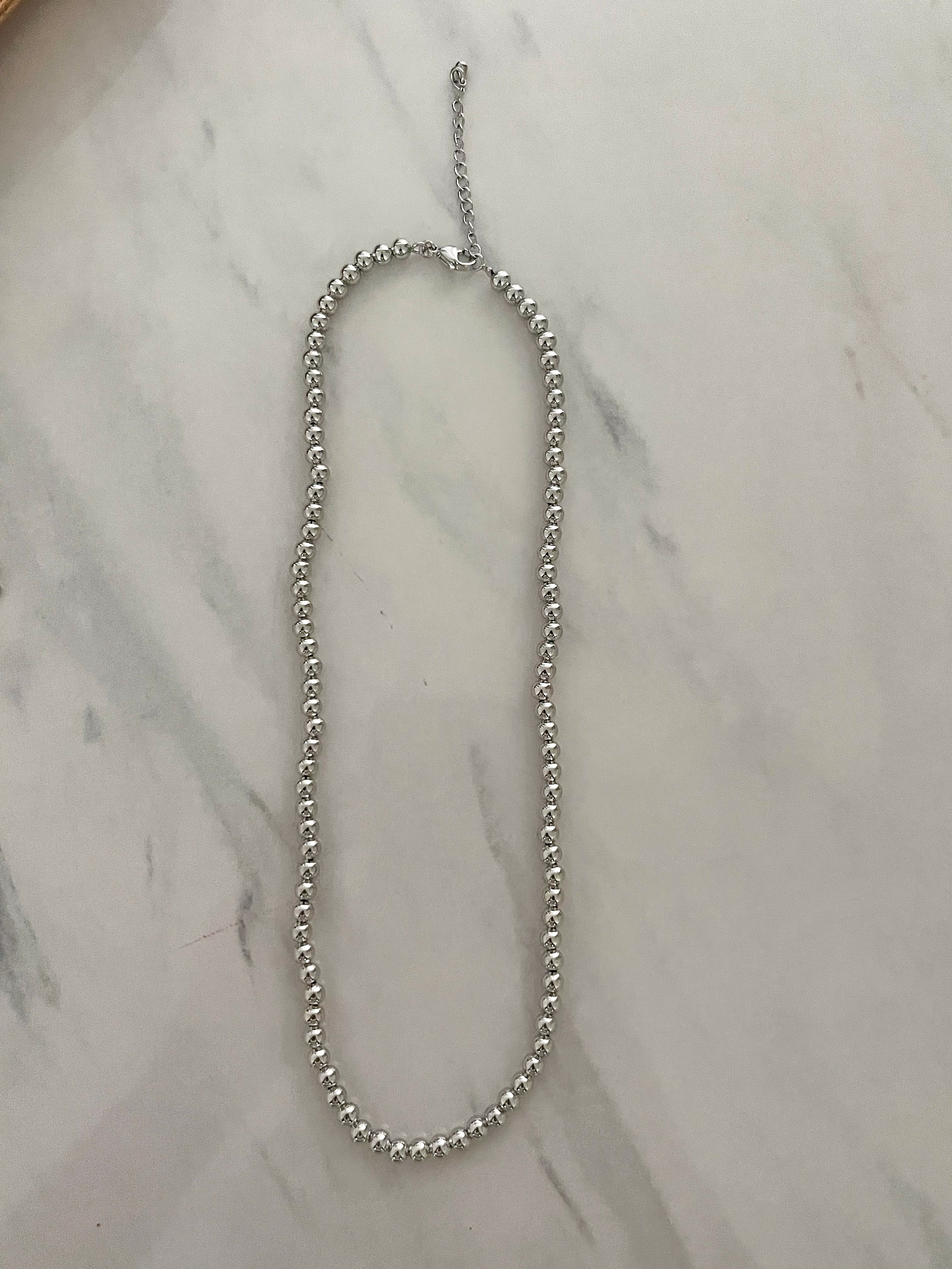 SILVER BALL NECKLACE