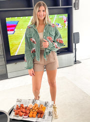 FOOTBALL SEQUIN VINTAGE WASHED CORDUROY JACKET