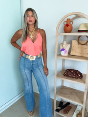 CORAL CAMI CROP TOP