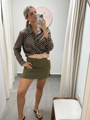 OLIVE/PINK POLKA DOT BLOUSE