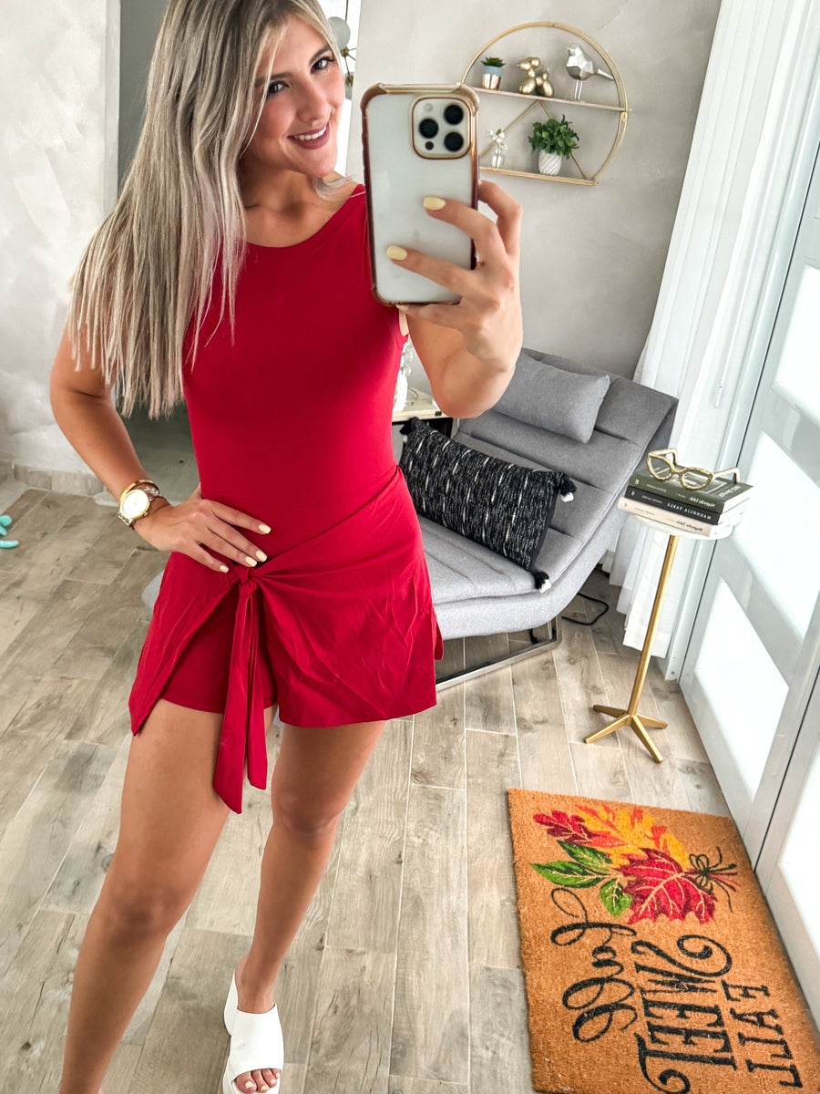 RED WRAP ROMPER