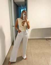 CREAM CUTOUT FRONT TOP