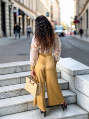 GOLD ORGANZA TOP & SATIN PANT SET