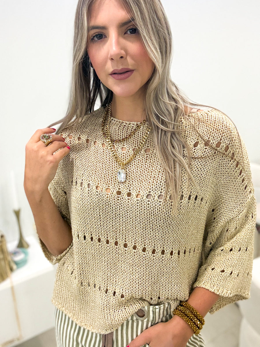 GOLD LUREX KNITTED BLOUSE