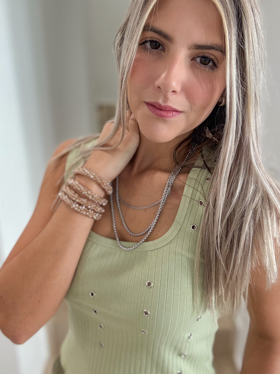 METAL EYELET TANK TOPS