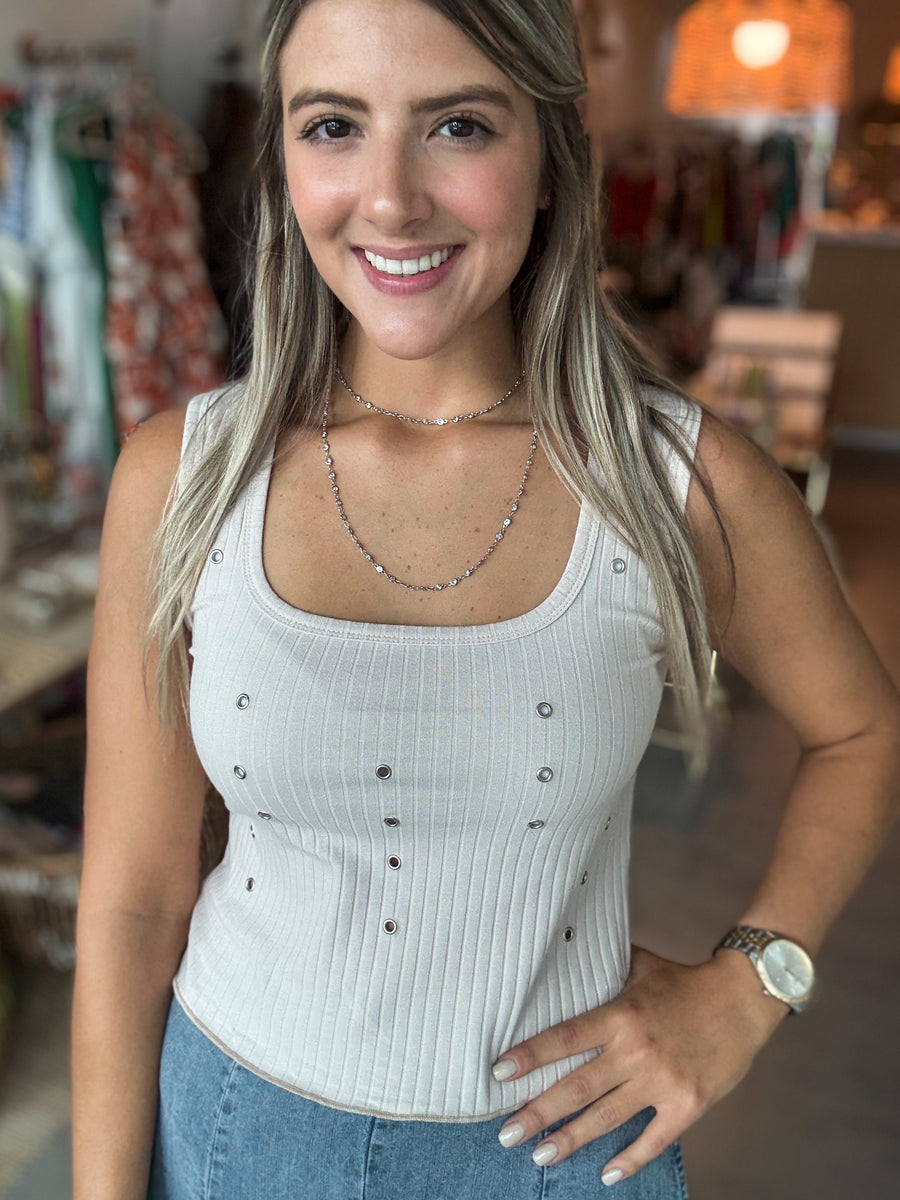 METAL EYELET TANK TOPS