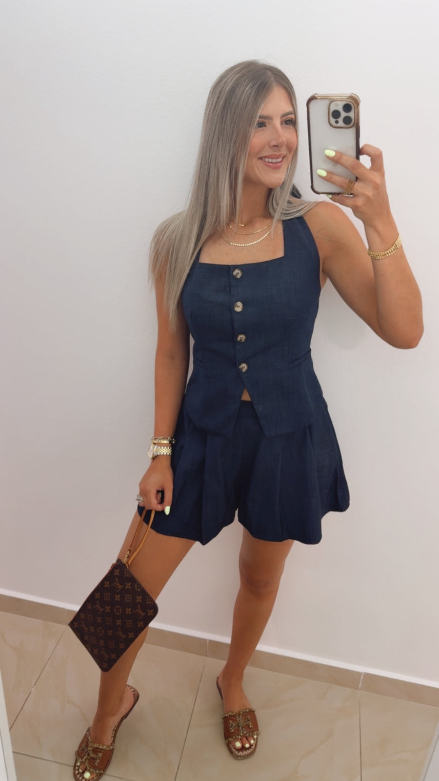 DARK DENIM HALTER TOP & SHORT
