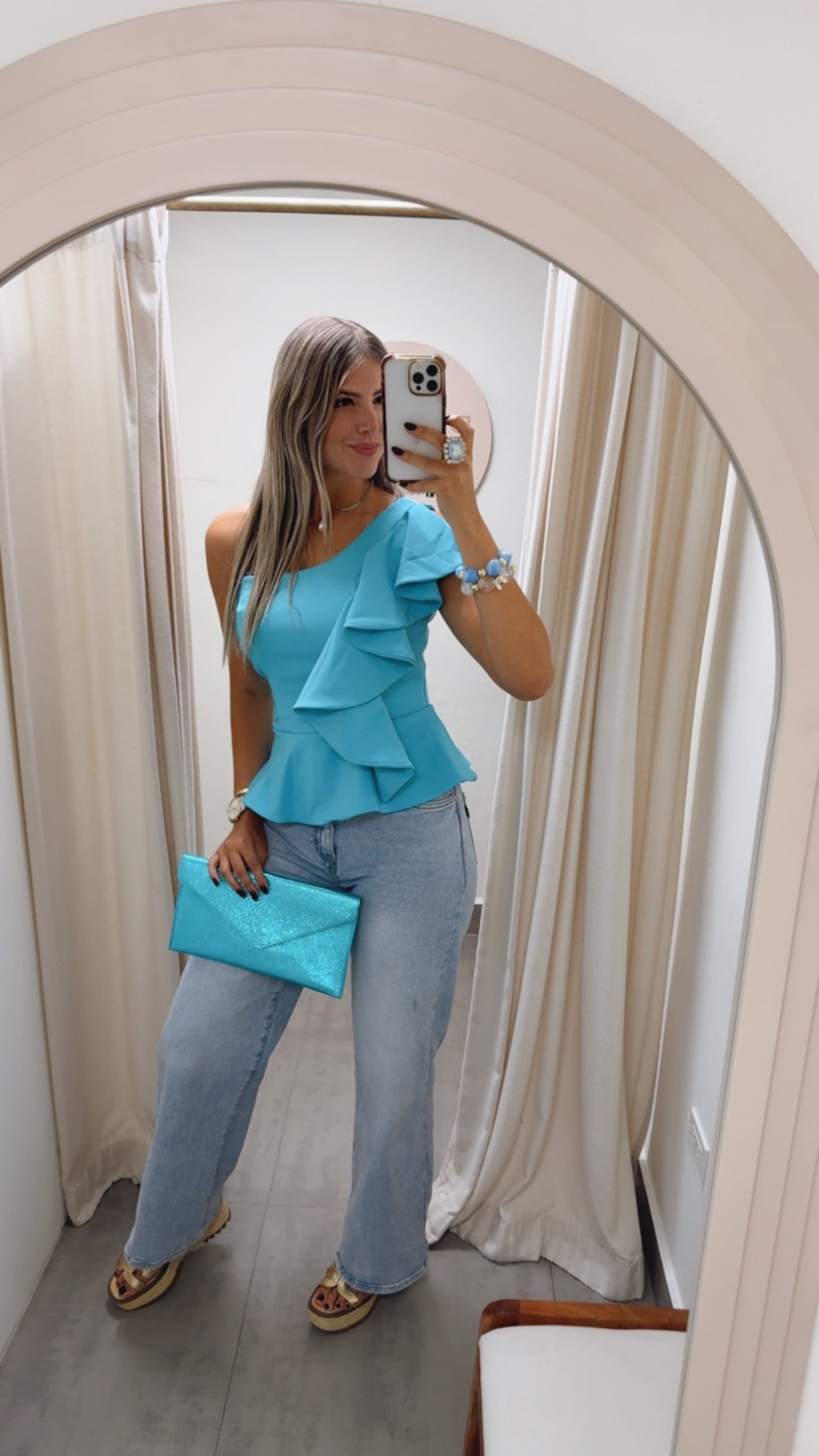 AQUA ONE SHOULDER BLOUSE