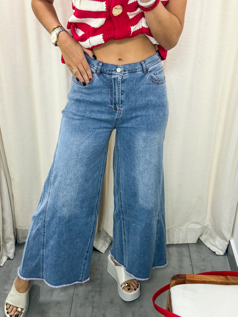 RED STICTH DENIM FLARE JEANS