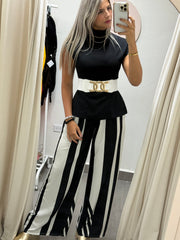 BLACK MOCK NECK BLOUSE