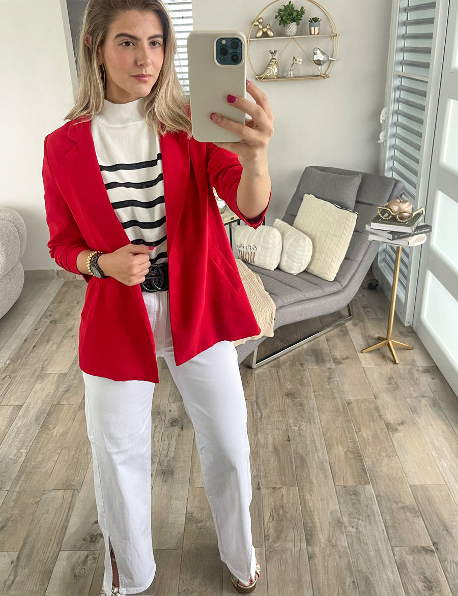 WHITE SLIT FLARE JEAN