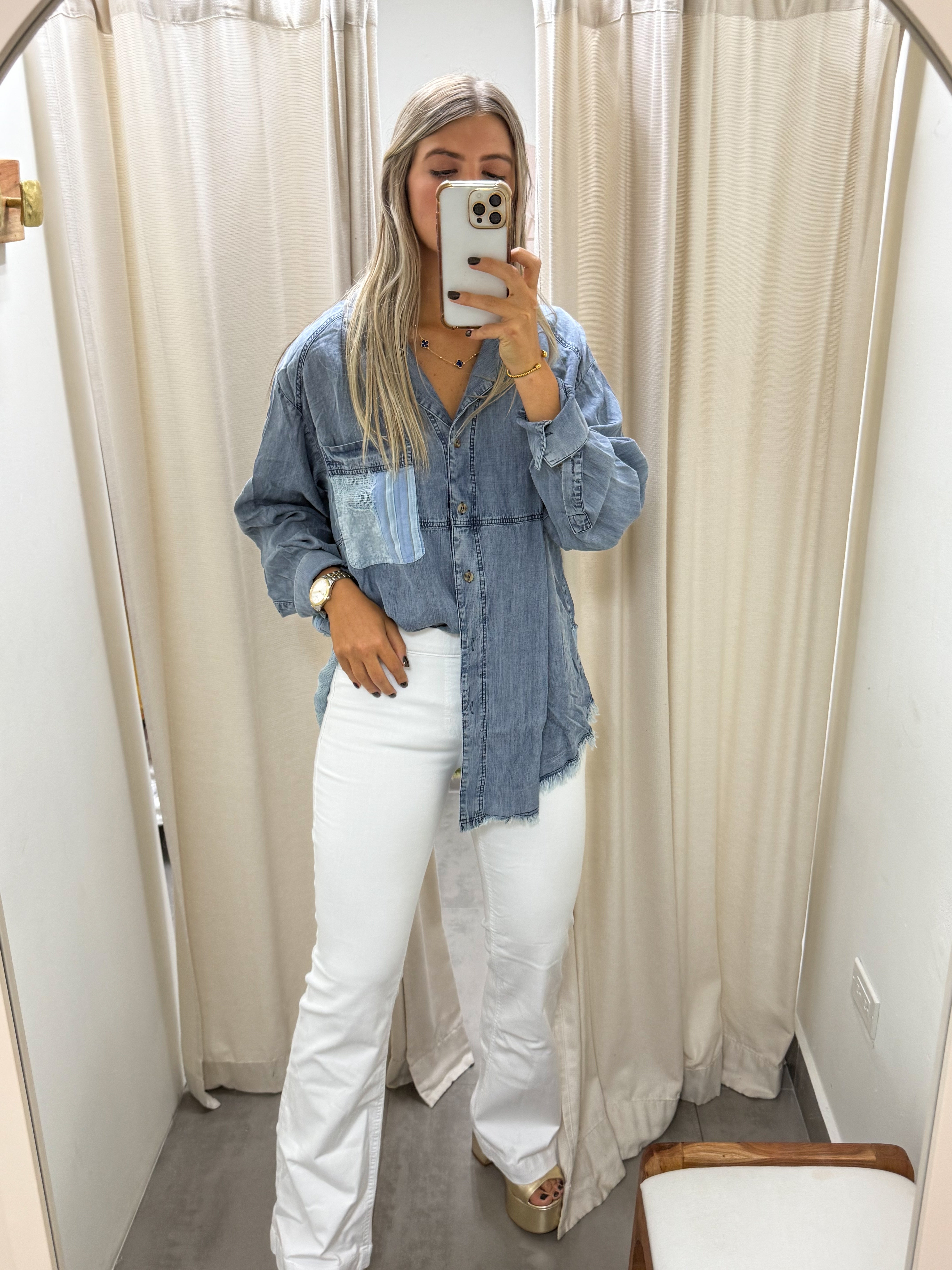 TENCEL DENIM PATCHWORK BLOUSON