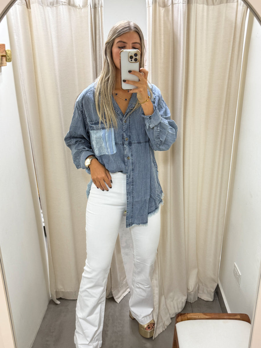 TENCEL DENIM PATCHWORK BLOUSON