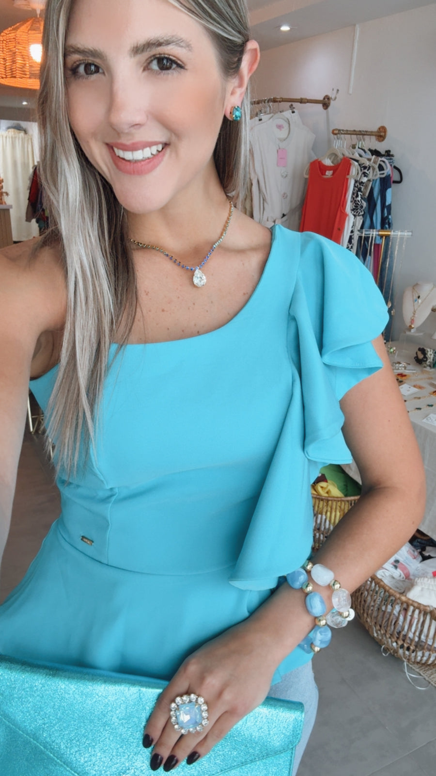 AQUA ONE SHOULDER BLOUSE