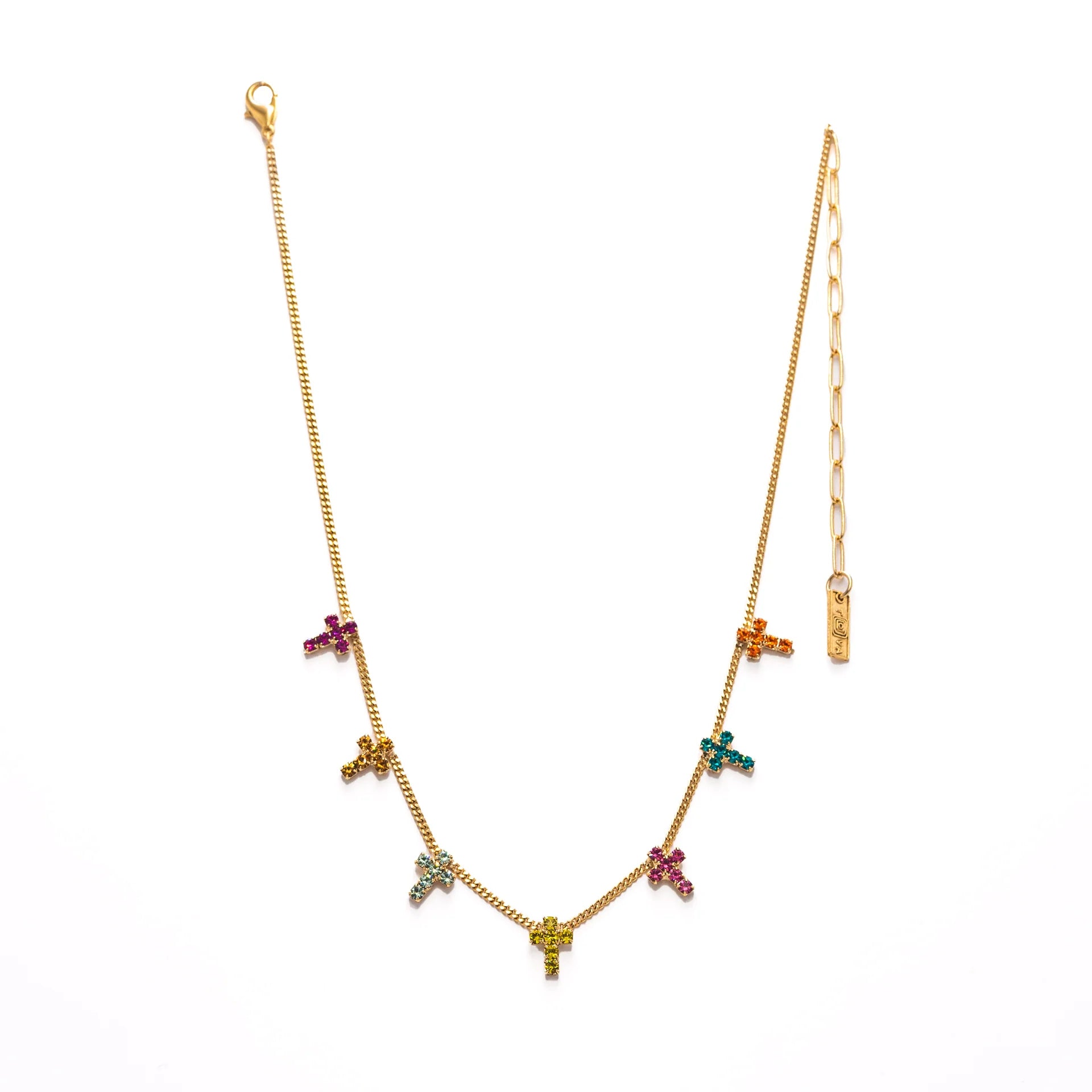 MULTI CROSS NECKLACE IN WATERMELON