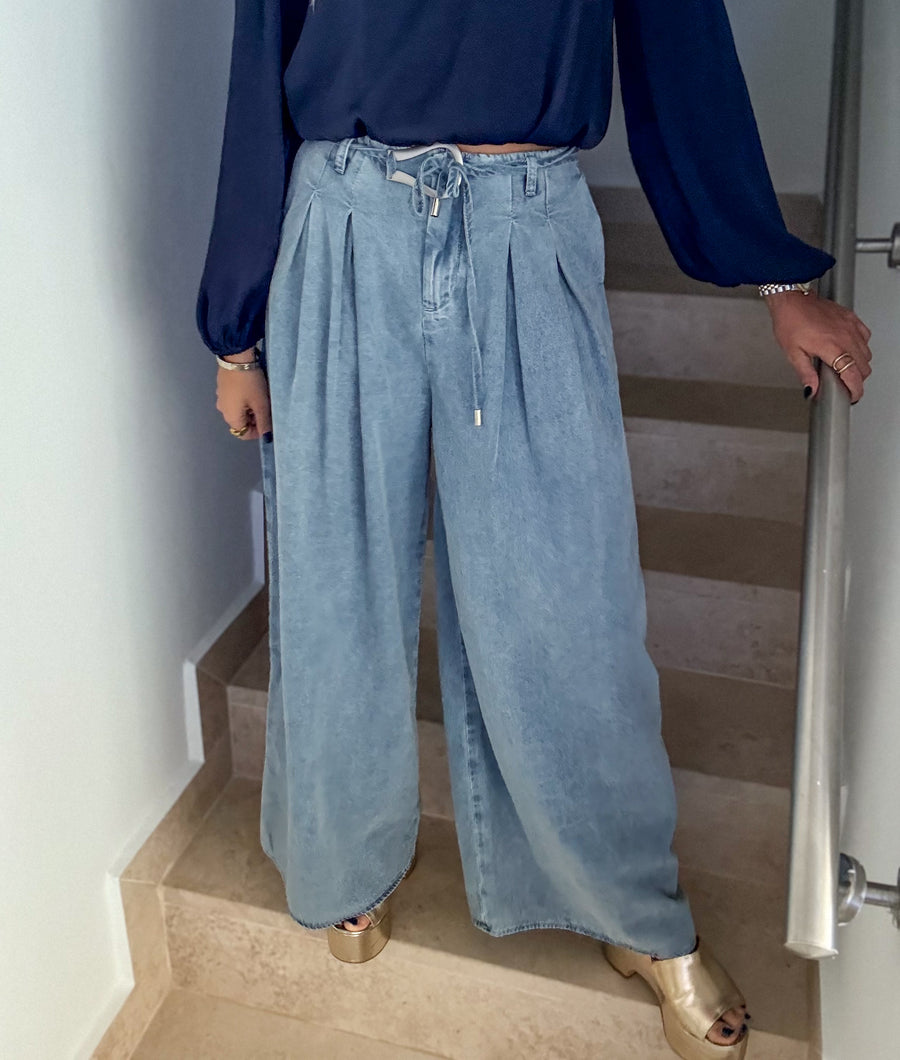 DENIM WIDE LEG PANTS