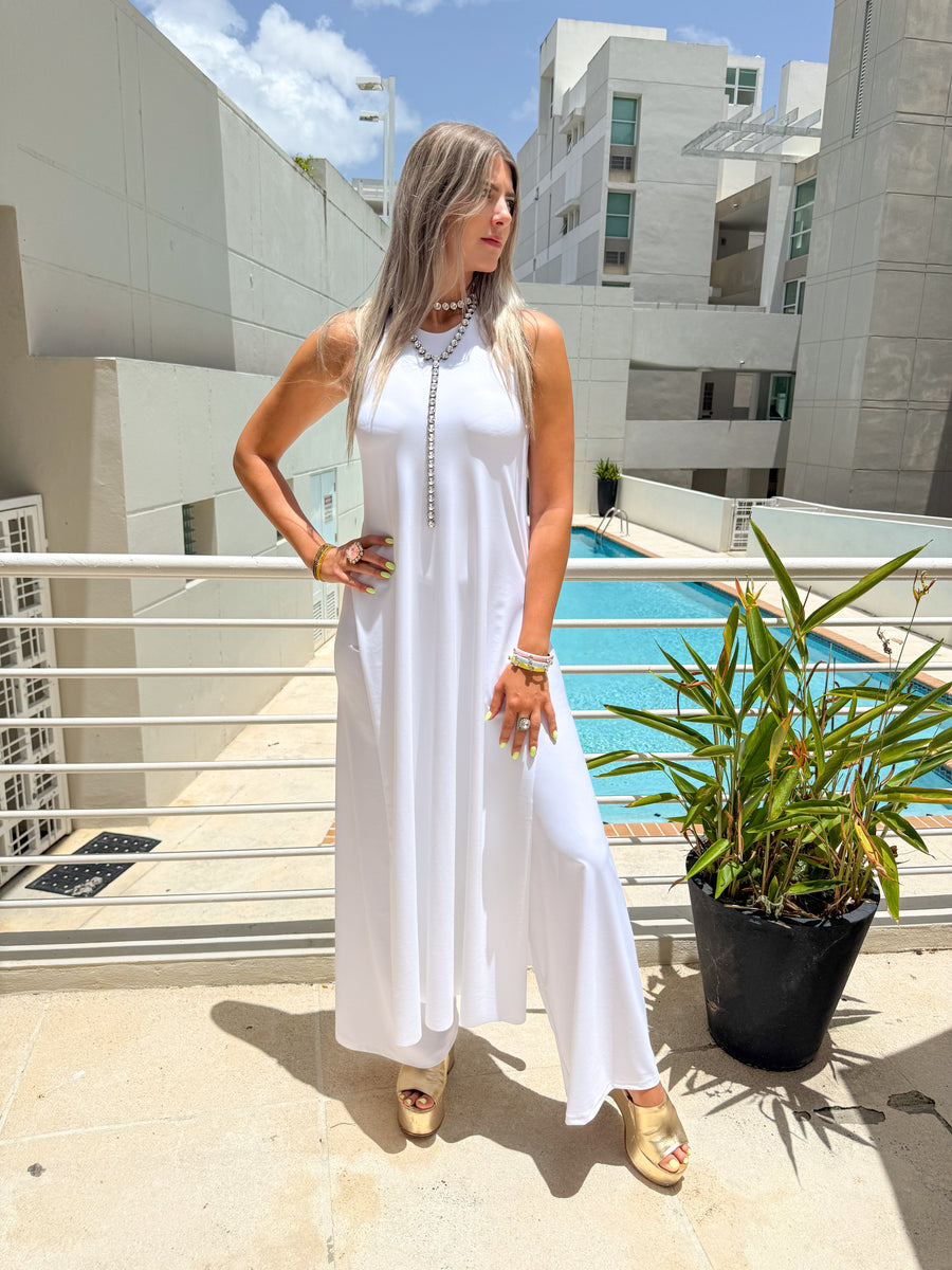 PIA WHITE RACERBACK TOP & PANT SET