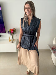 DENIM SEQUIN ELEGANT CARDIGAN