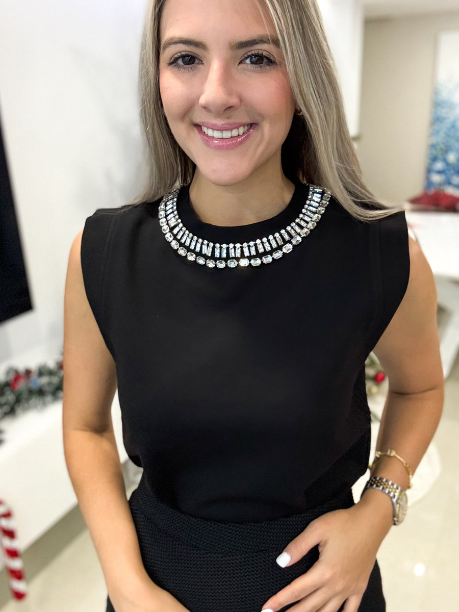 BLACK EMBELLISHED TOP