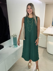 HUNTER GREEN STUDDED DRESS
