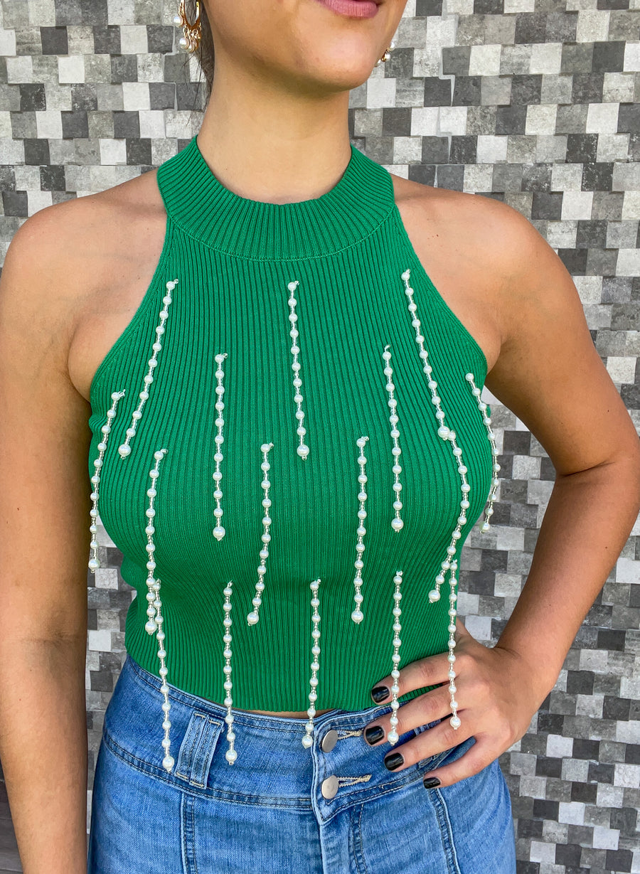 GREEN PEARL CROP TOP
