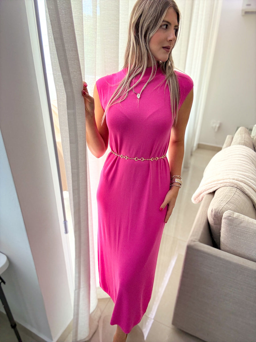PINK MOCK NECK DRESS