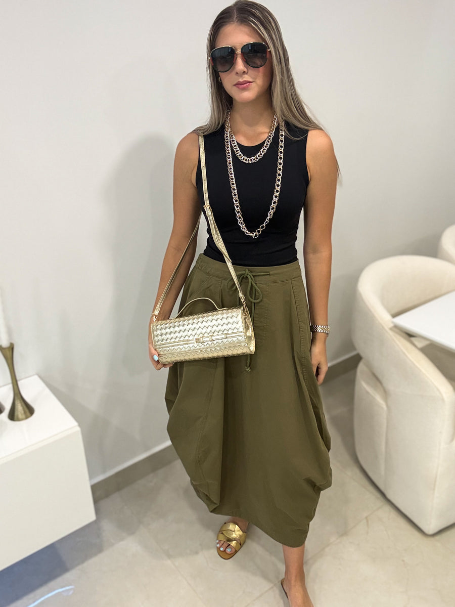 OLIVE CARGO SKIRT