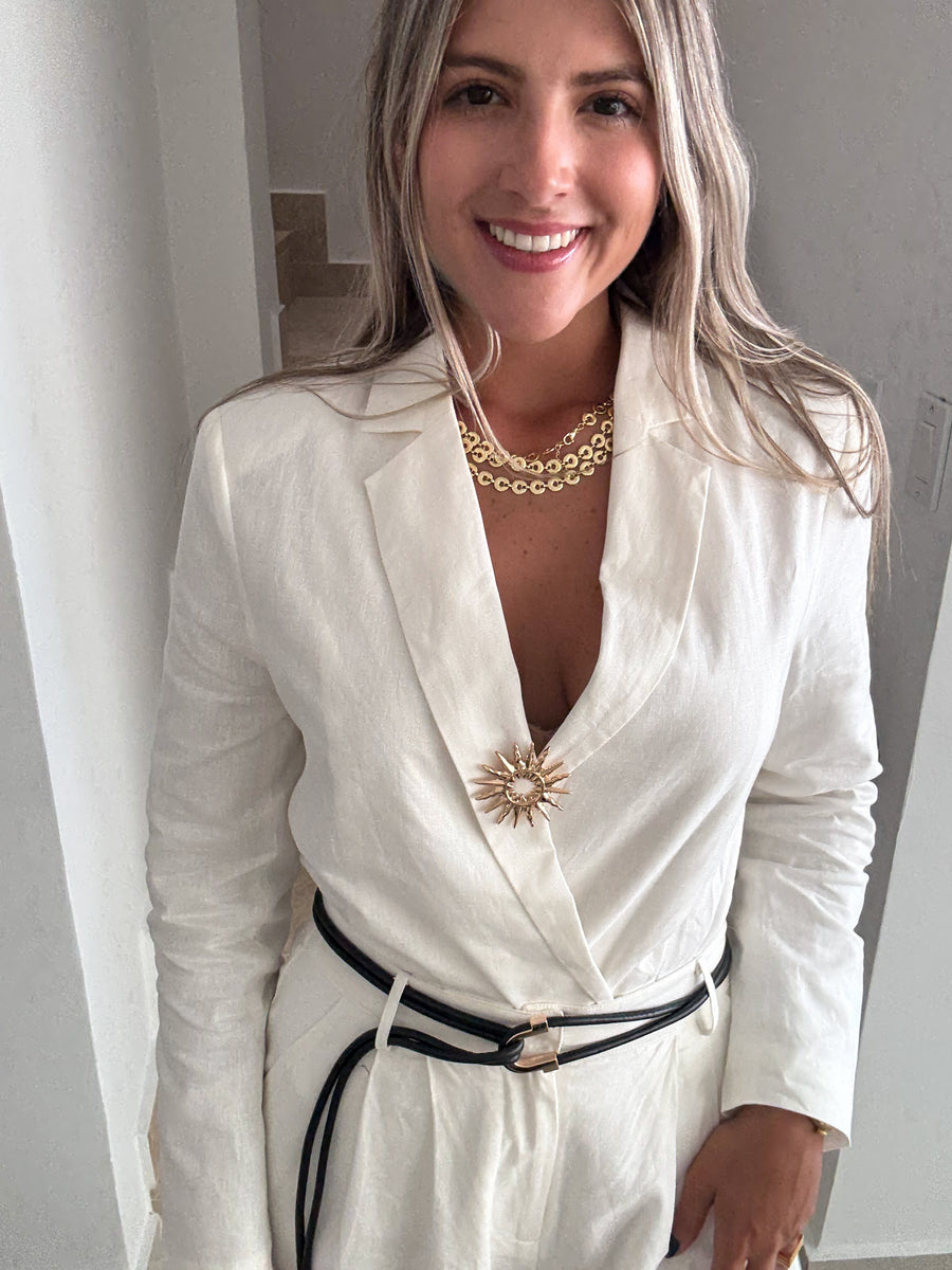 WHITE LINEN BODYSUIT