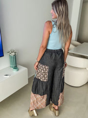 BLACK STAR DENIM PATCHWORK PALAZZOS