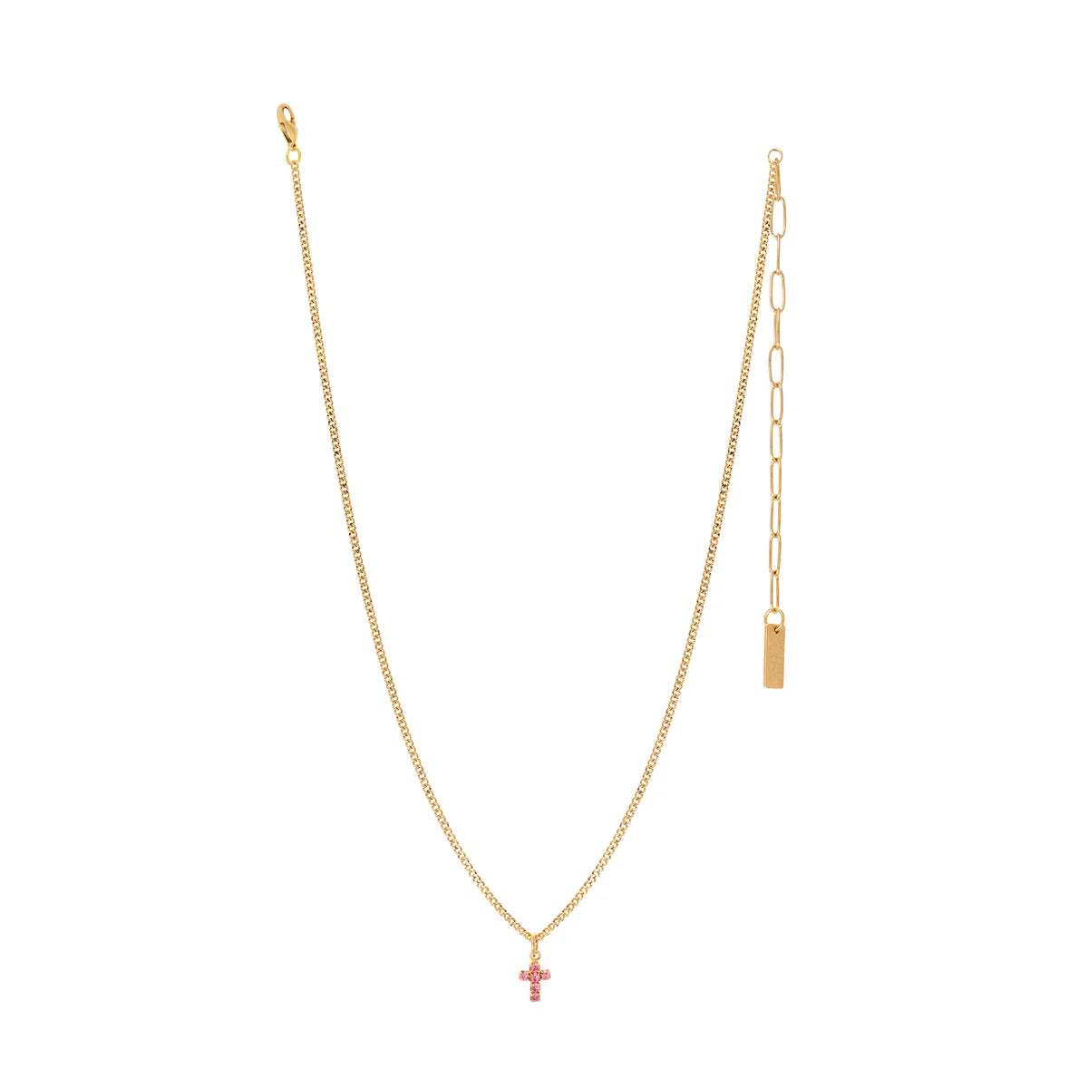 SINGLE MINI CROSS NECKLACE IN LIGHT ROSE