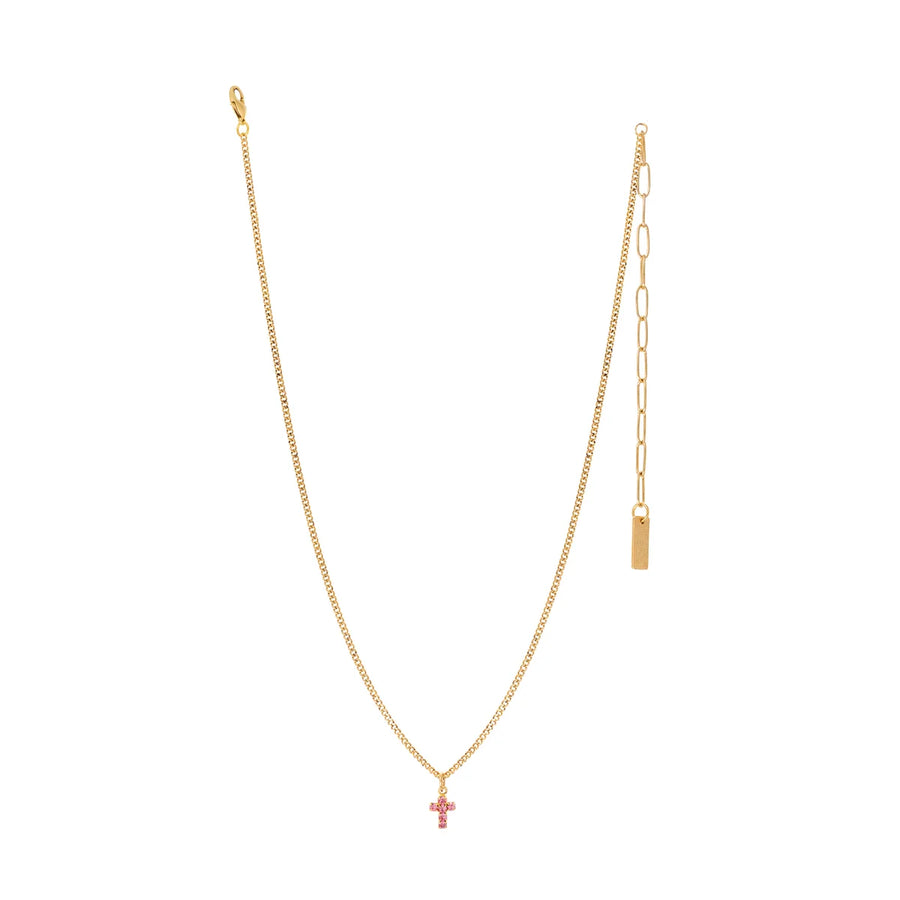 SINGLE MINI CROSS NECKLACE IN LIGHT ROSE