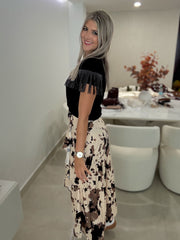 COW PRINT WRAP AROUND SKIRT