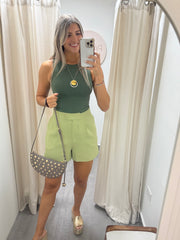 LIGHT OLIVE TAILORED SHORTS