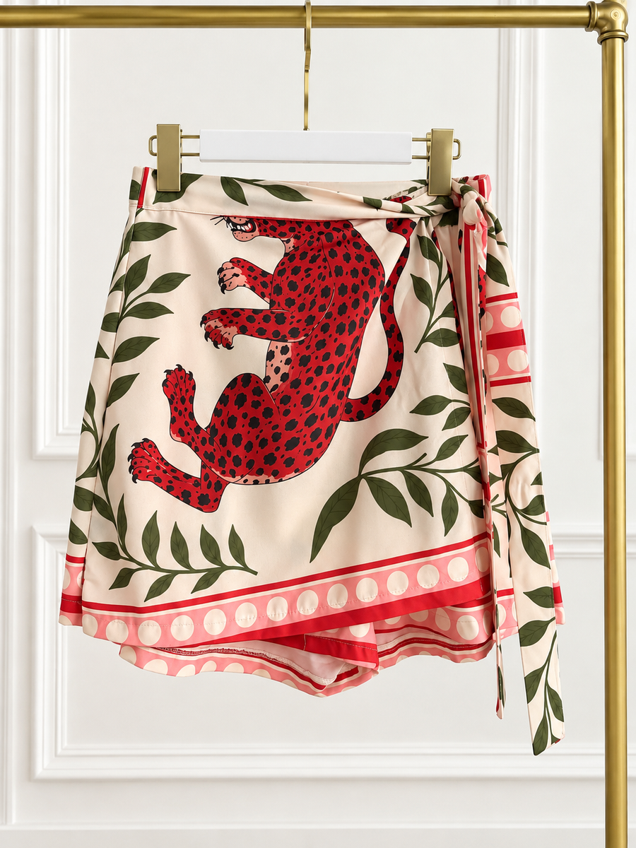 RED LEOPARD SKORT