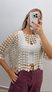 ELEGANT FLOWER METALLIC CAPE TUNIC