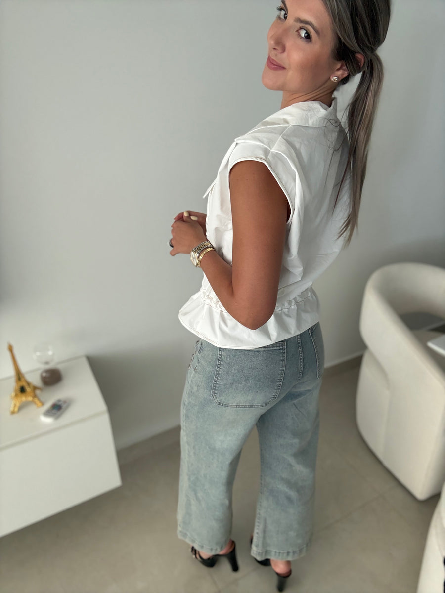 WHITE CAMEL STITCH TOP/JACKET
