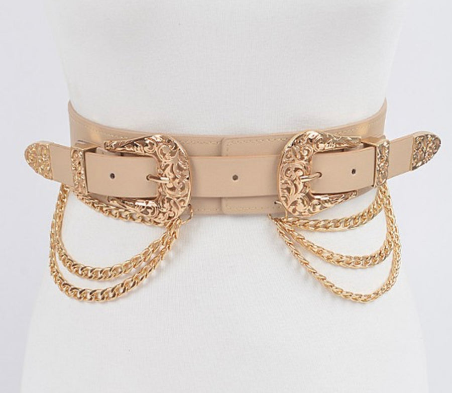 MULTI METAL CHAIN LAYERED STRETCH BELT