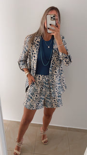 BLUE LEOPARD BLAZER