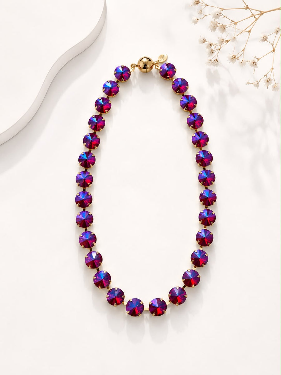 SWAROSVKI CLASP NECKLACE IN FUSCHIA MIX