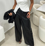 BLACK FAUX LEATHER PANTS