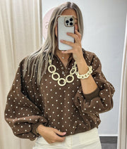 CHOCOLATE POLKA DOT SWEATER