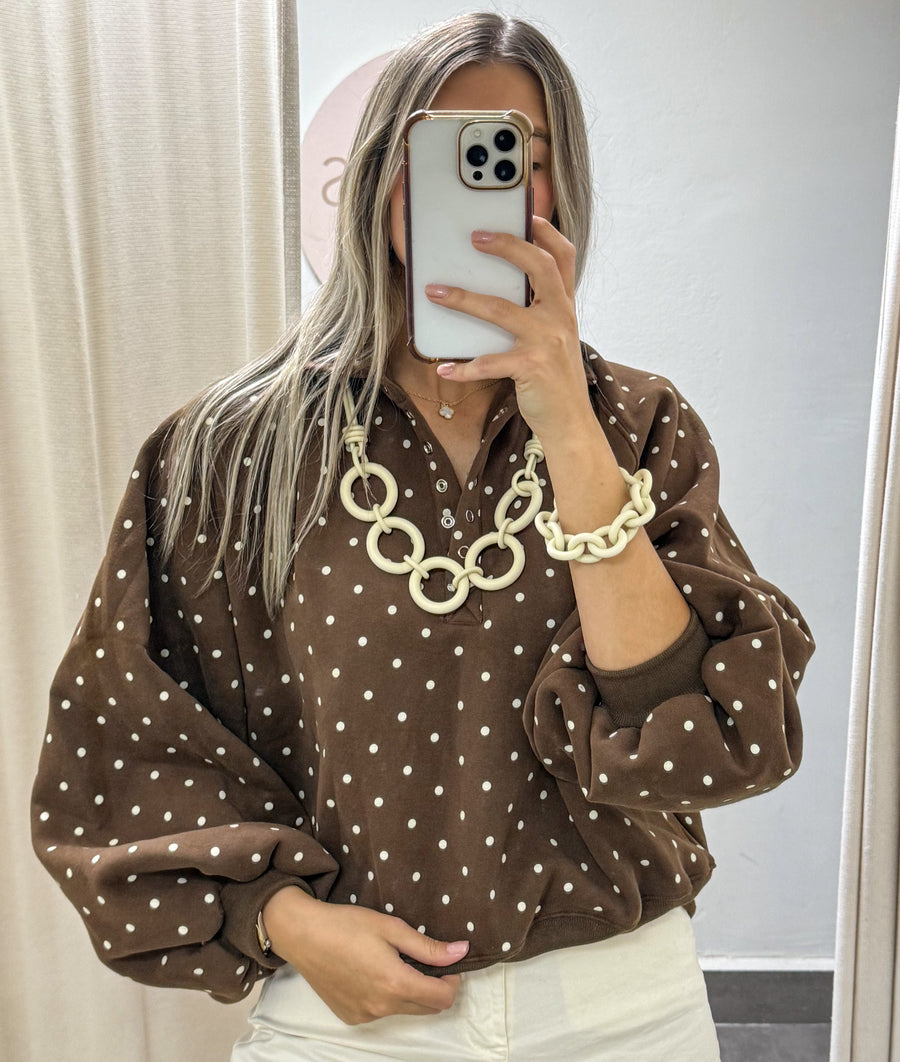 CHOCOLATE POLKA DOT SWEATER