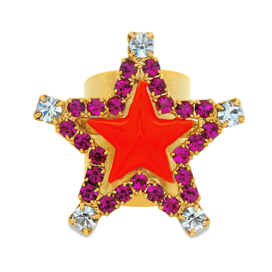 SUPER STAR RING IN FUSCHIA/ORANGE