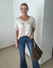 CHAMPAGNE SILKY BLOUSE