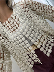 ELEGANT FLOWER METALLIC CAPE TUNIC